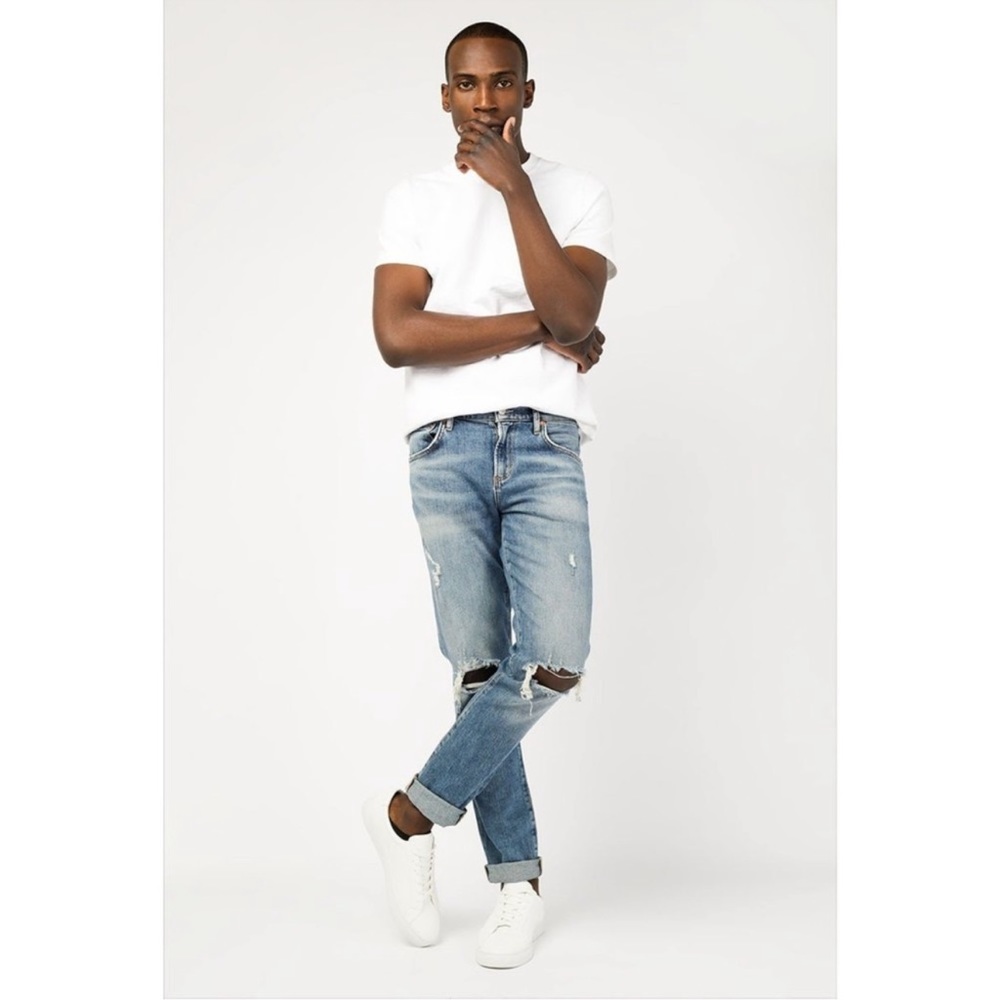 AGOLDE Premium Blade Hitch Wash Distressed Men’s Tapered Straight Jeans Size 36